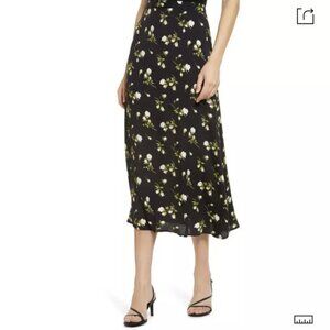 Reformation Bea Skirt - Size 12 - Black Floral Midi
